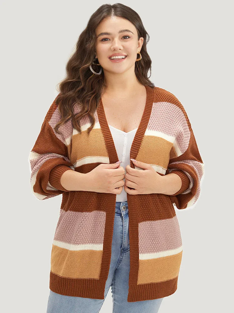 Striped Contrast Elastic Cuffs Cardigan