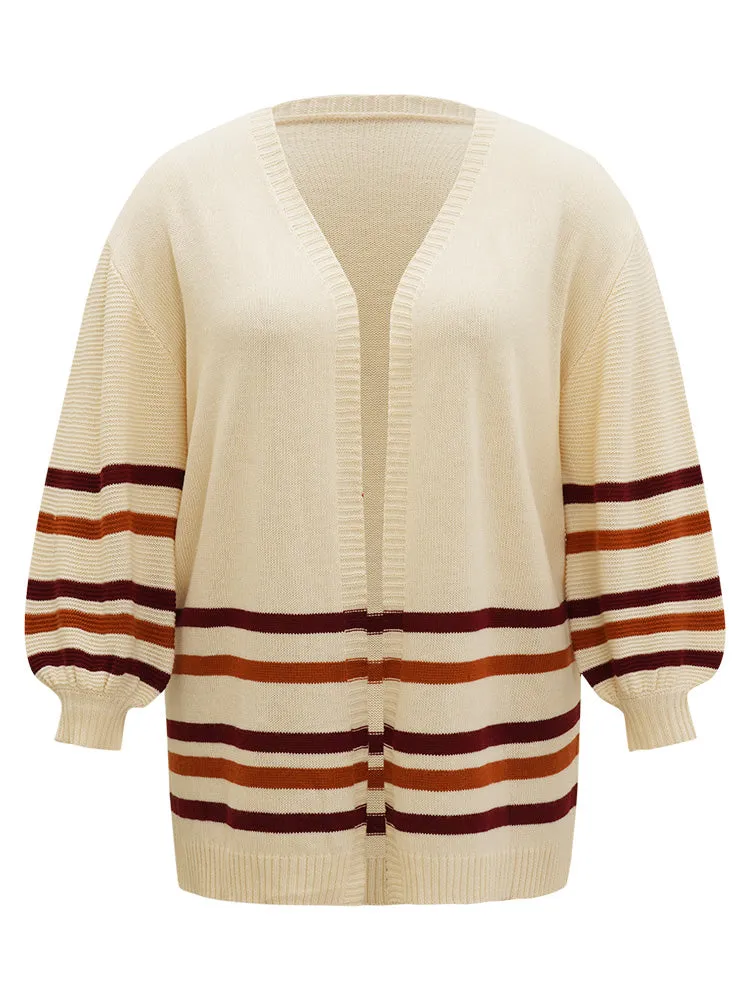 Striped Contrast Open Front Cardigan