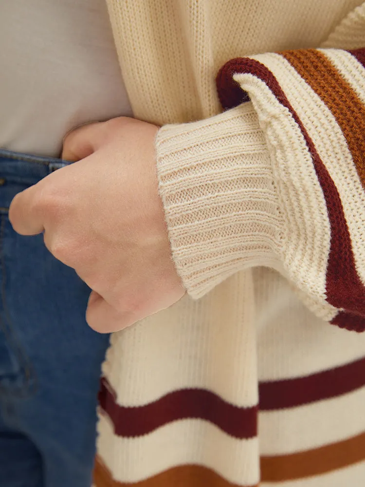 Striped Contrast Open Front Cardigan