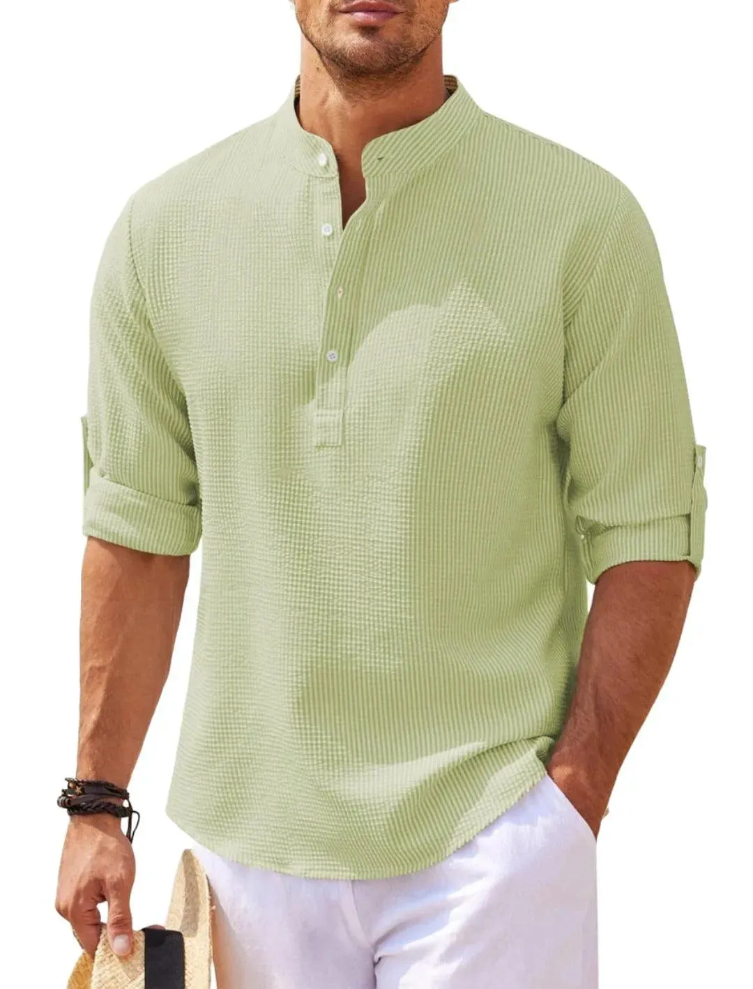 Stylish Stand Collar Long Sleeve Casual Shirt