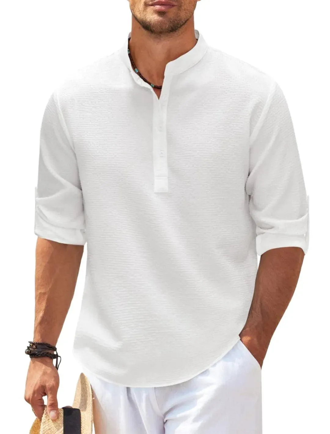 Stylish Stand Collar Long Sleeve Casual Shirt