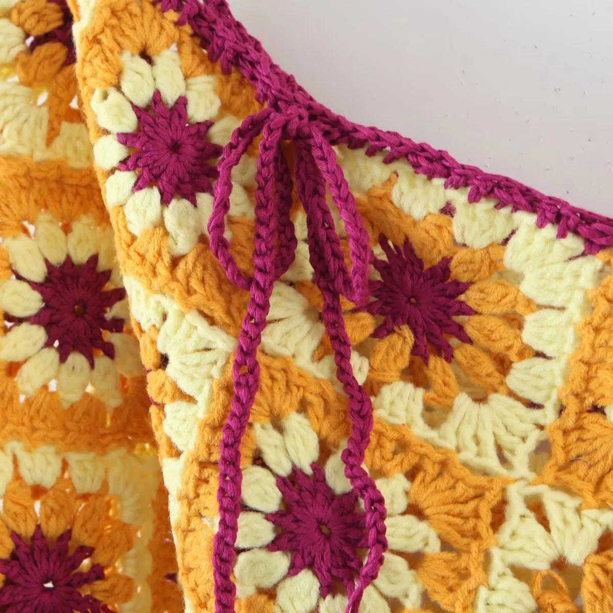 Sunflowers Granny Squares Cami Or Skirt Yellow Daisy Crochet Midrift Cami Top With Lace Up Back Mini Skirt With Drawstring Waist Great For Festivals Clubbing Bikini Swimsuit Cover Up One Size