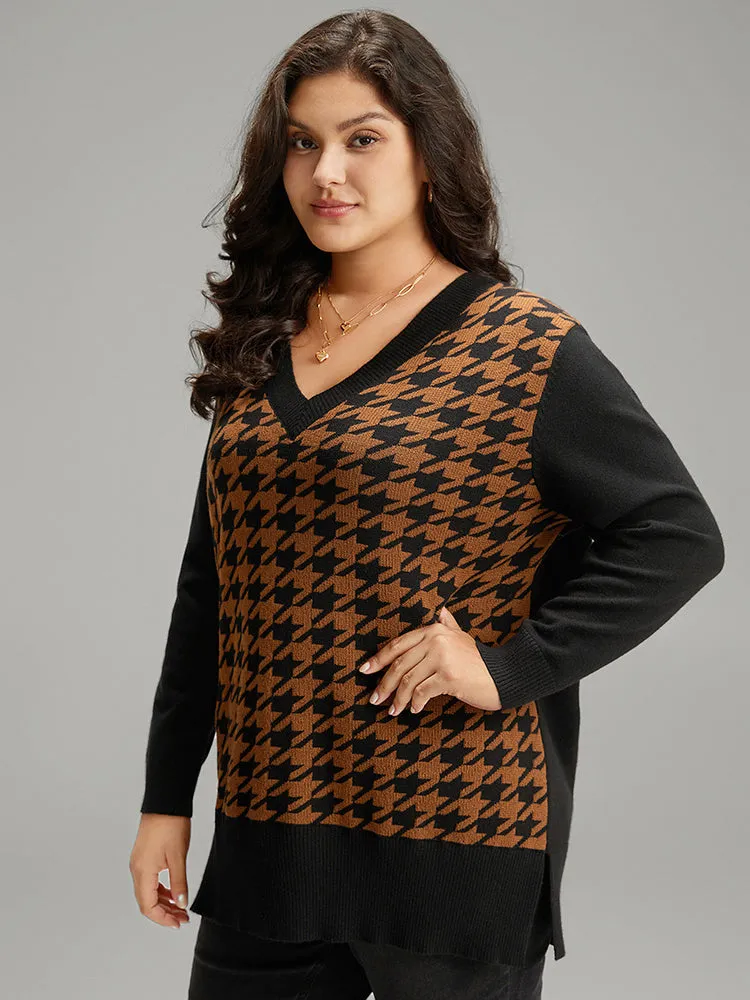 Supersoft Essentials Houndstooth Patchwork Pullover