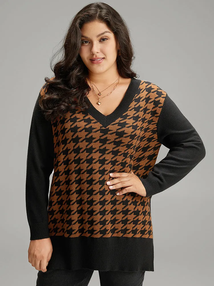 Supersoft Essentials Houndstooth Patchwork Pullover