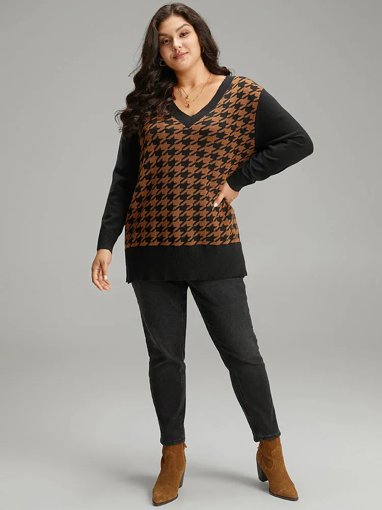 Supersoft Essentials Houndstooth Patchwork Pullover