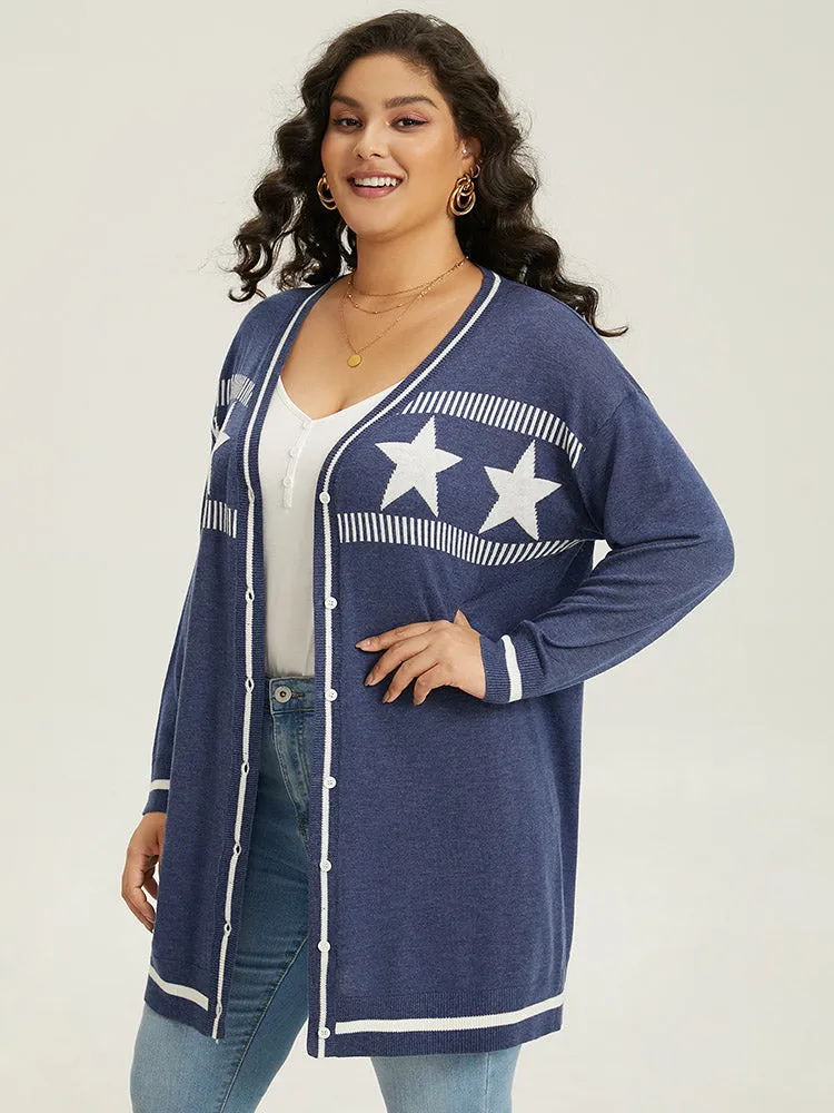 Supersoft Essentials Star Contrast Trim Button Through Cardigan