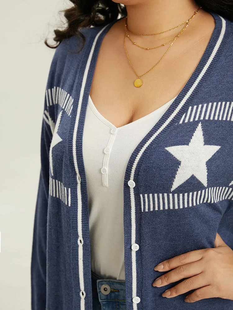 Supersoft Essentials Star Contrast Trim Button Through Cardigan