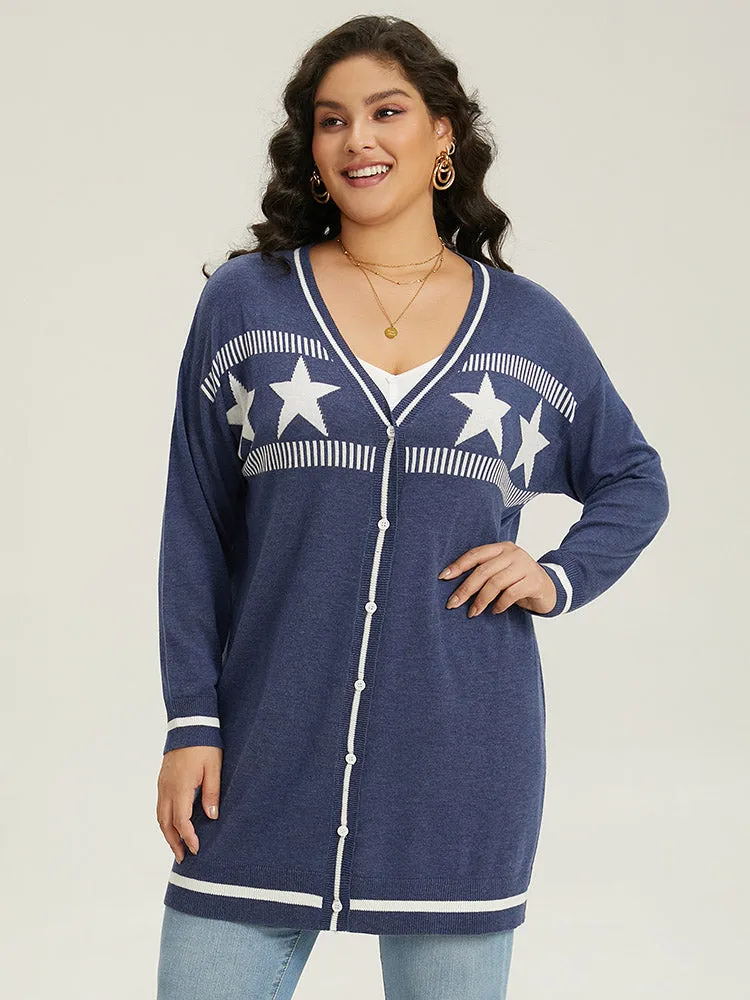 Supersoft Essentials Star Contrast Trim Button Through Cardigan