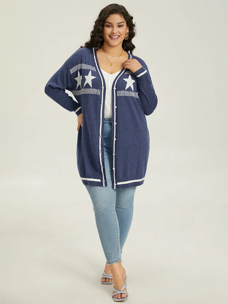 Supersoft Essentials Star Contrast Trim Button Through Cardigan