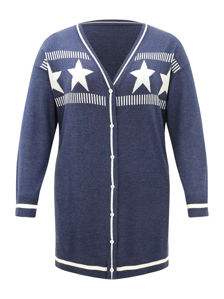 Supersoft Essentials Star Contrast Trim Button Through Cardigan