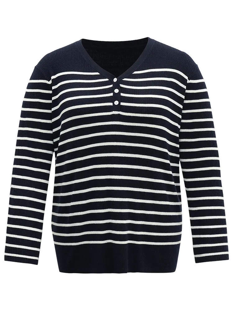 Supersoft Essentials Striped Button Through Pullover