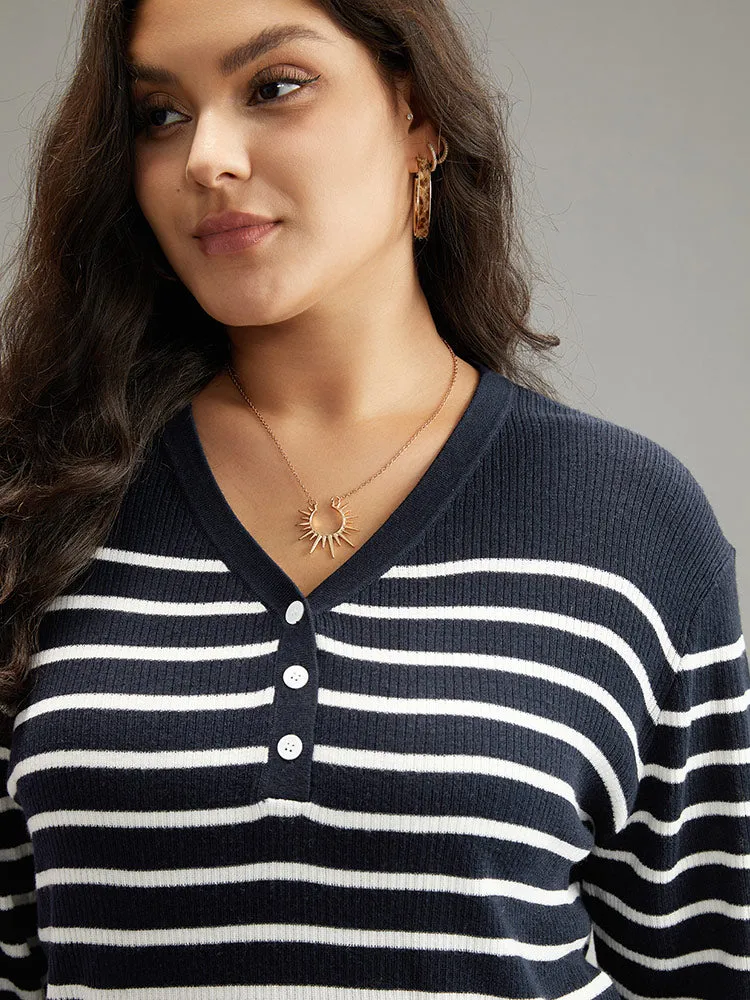 Supersoft Essentials Striped Button Through Pullover