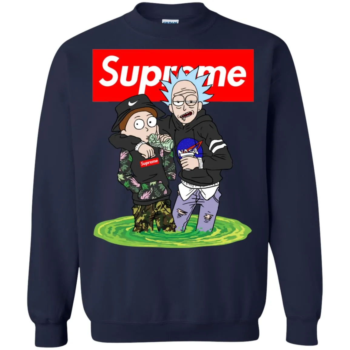 Supreme Rick And Morty T-shirt Crewneck Pullover Sweatshirt