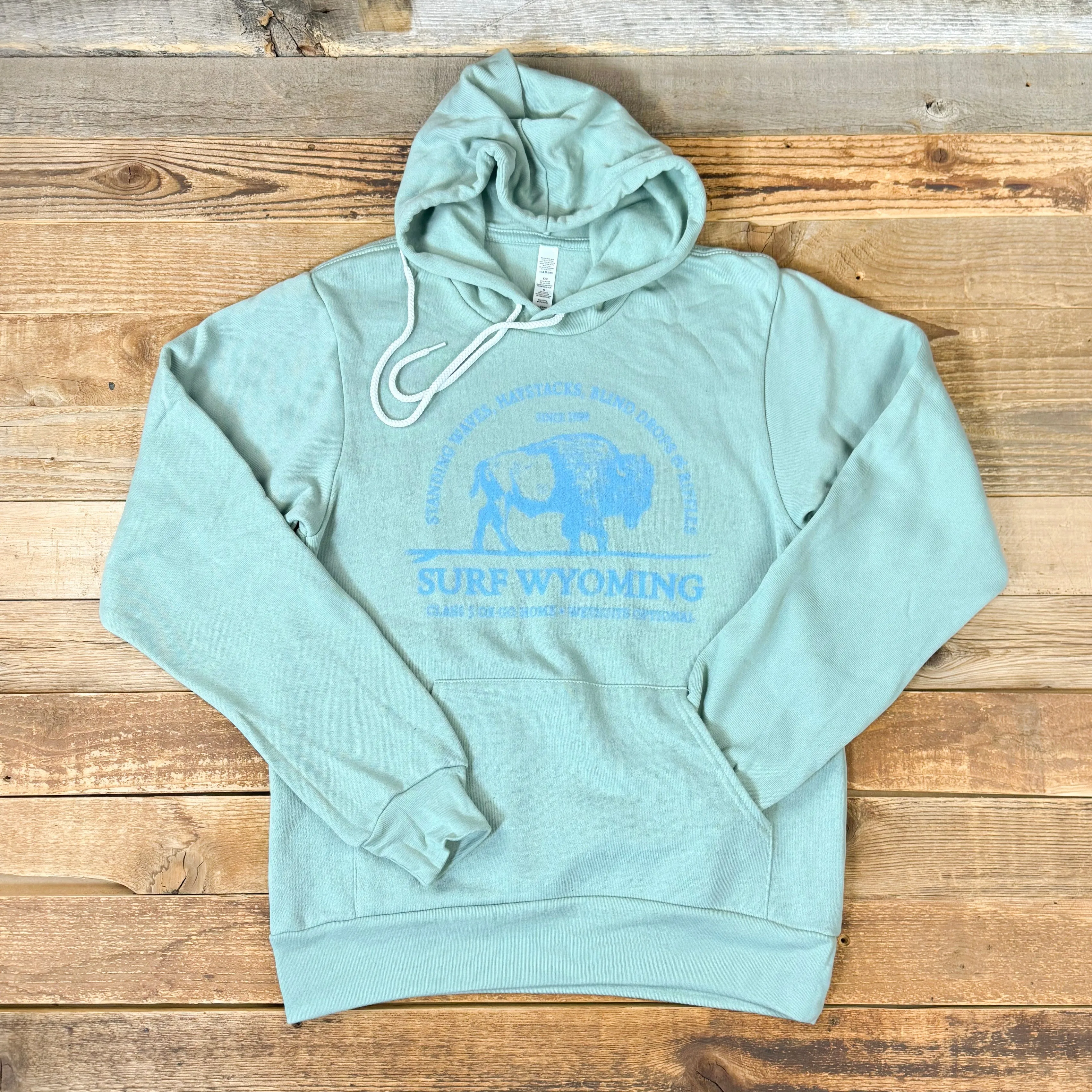 Surf Wyoming® Riffle Bison Fleece Hoodie - Dusty Blue