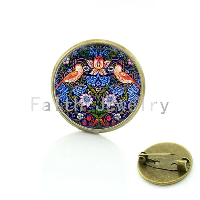 TAFREE Vintage Woman animal brooch Glass dome art picture birds brooches pins for Suit Sweater carves Animal Jewelry BP01