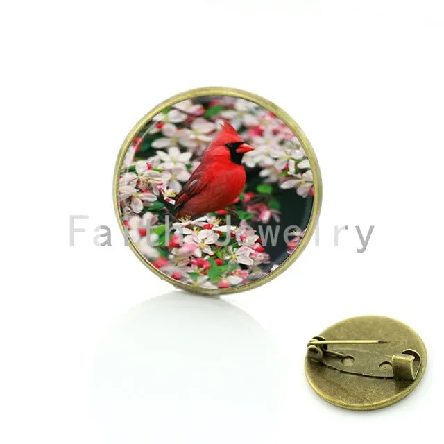 TAFREE Vintage Woman animal brooch Glass dome art picture birds brooches pins for Suit Sweater carves Animal Jewelry BP01