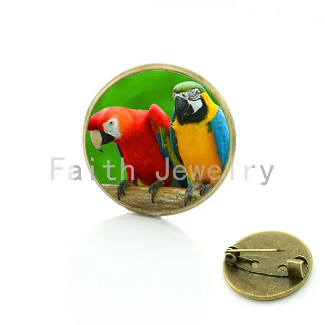 TAFREE Vintage Woman animal brooch Glass dome art picture birds brooches pins for Suit Sweater carves Animal Jewelry BP01