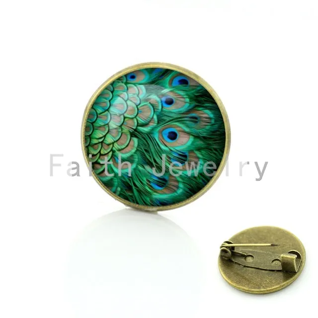 TAFREE Vintage Woman animal brooch Glass dome art picture birds brooches pins for Suit Sweater carves Animal Jewelry BP01