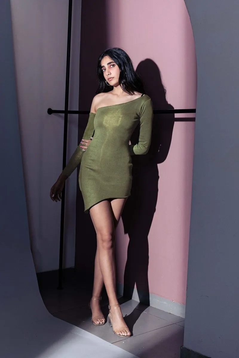 Talya Dress | Cotton Knit Dress (Olive Green)