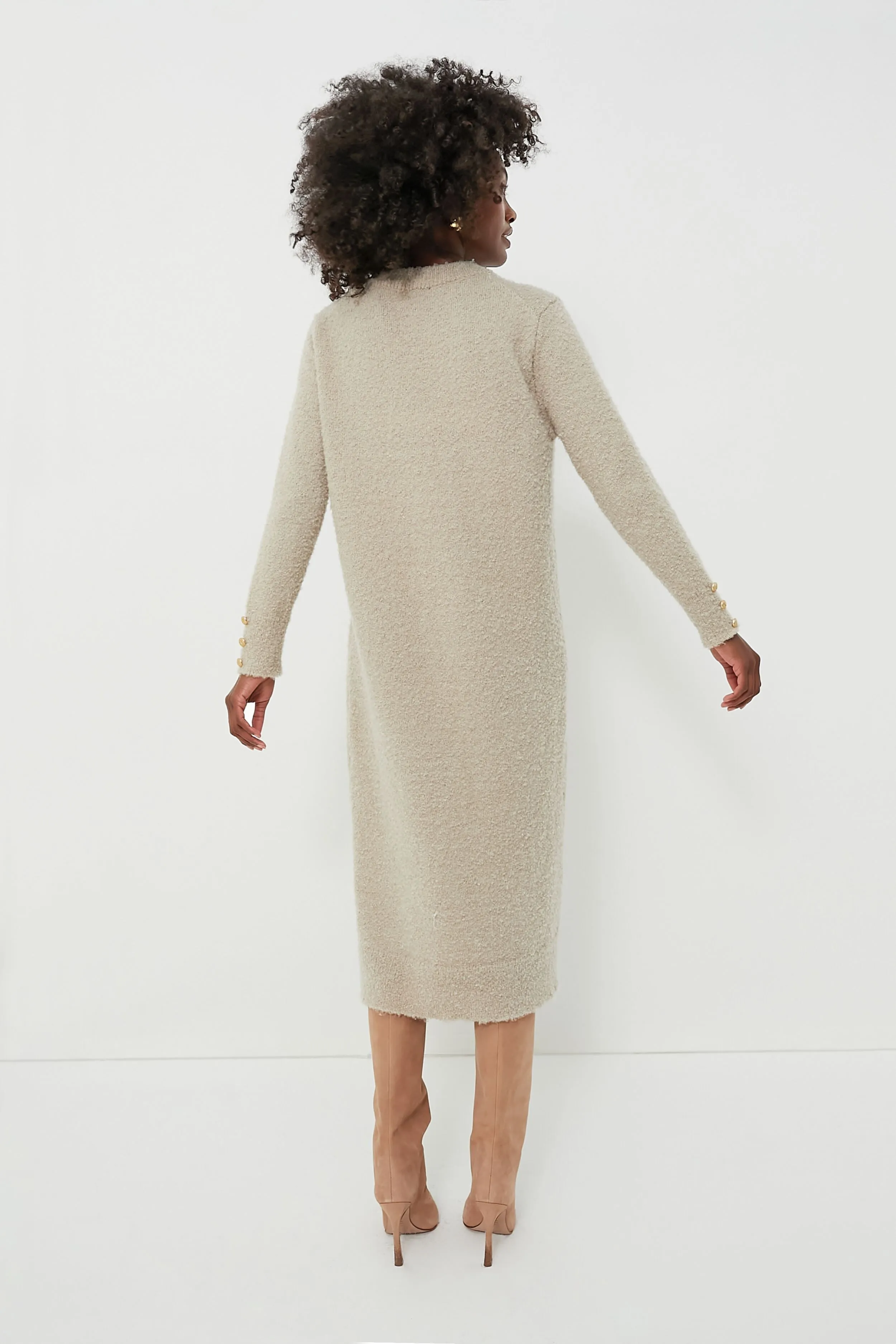 Tan Boucle Knit Nelle Dress