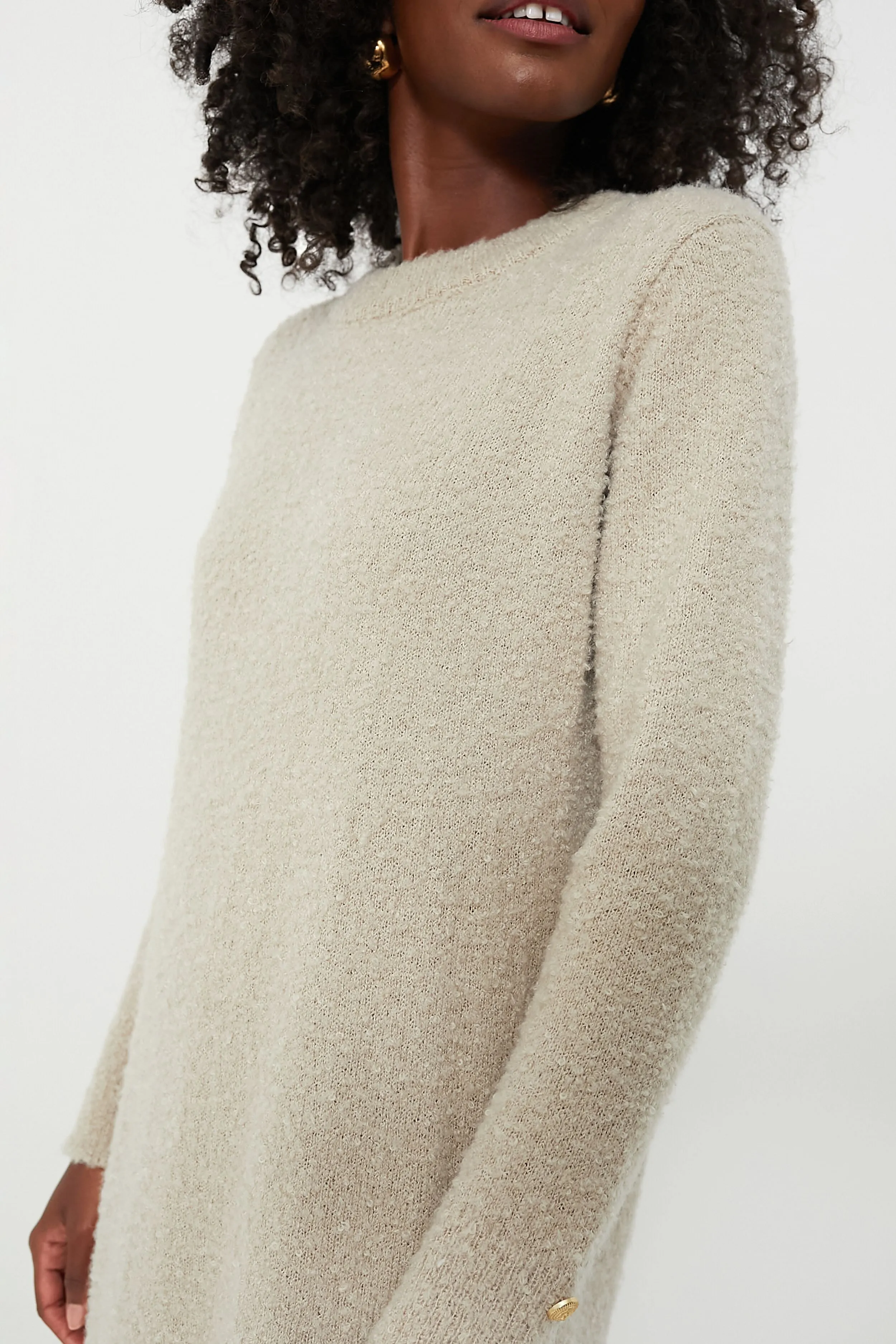 Tan Boucle Knit Nelle Dress