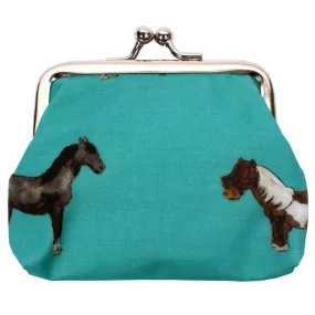 Teal Coin Purse - Horses