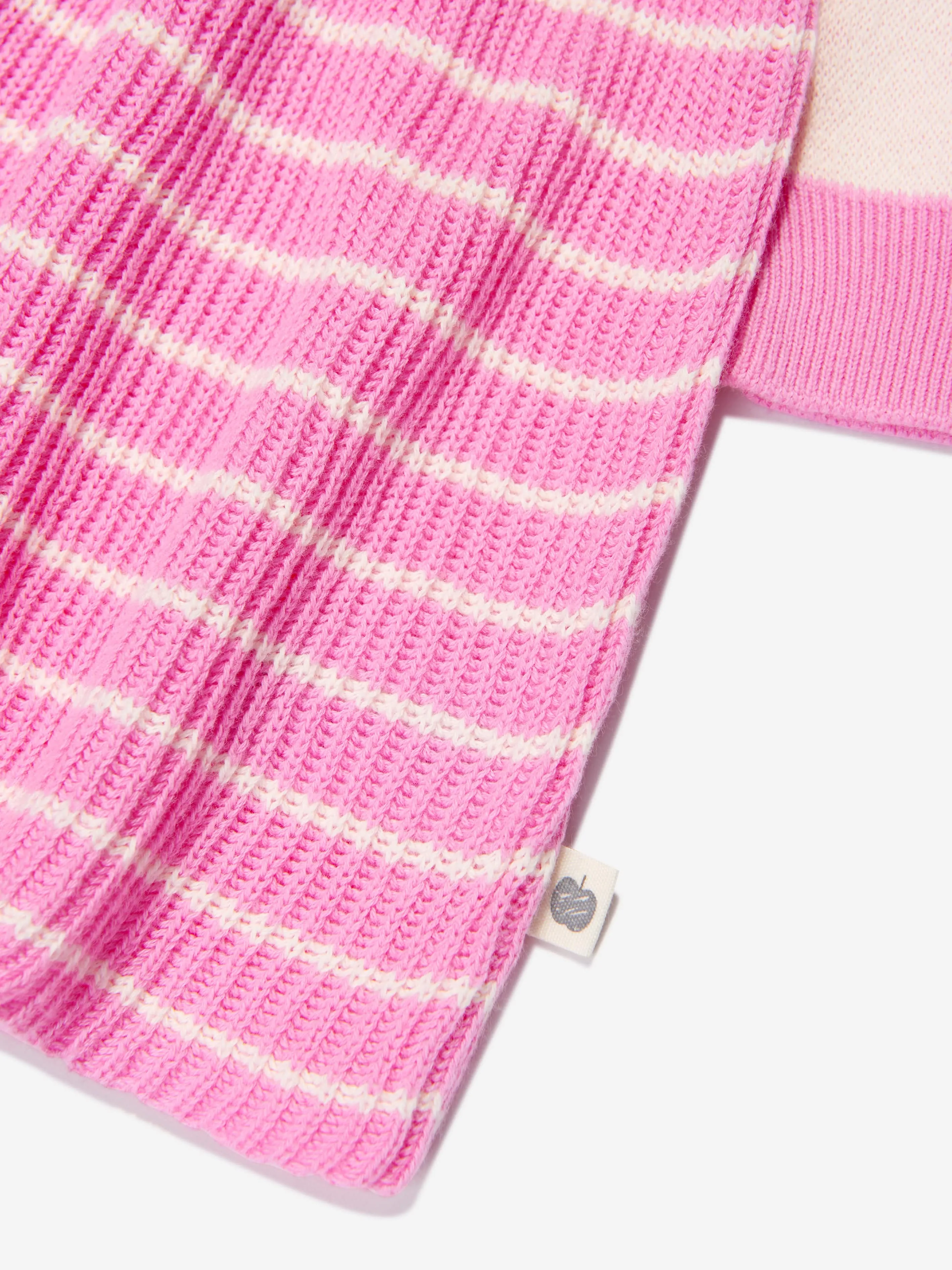 The Bonnie Mob Girls Knitted Check Jacquard Dress in Pink