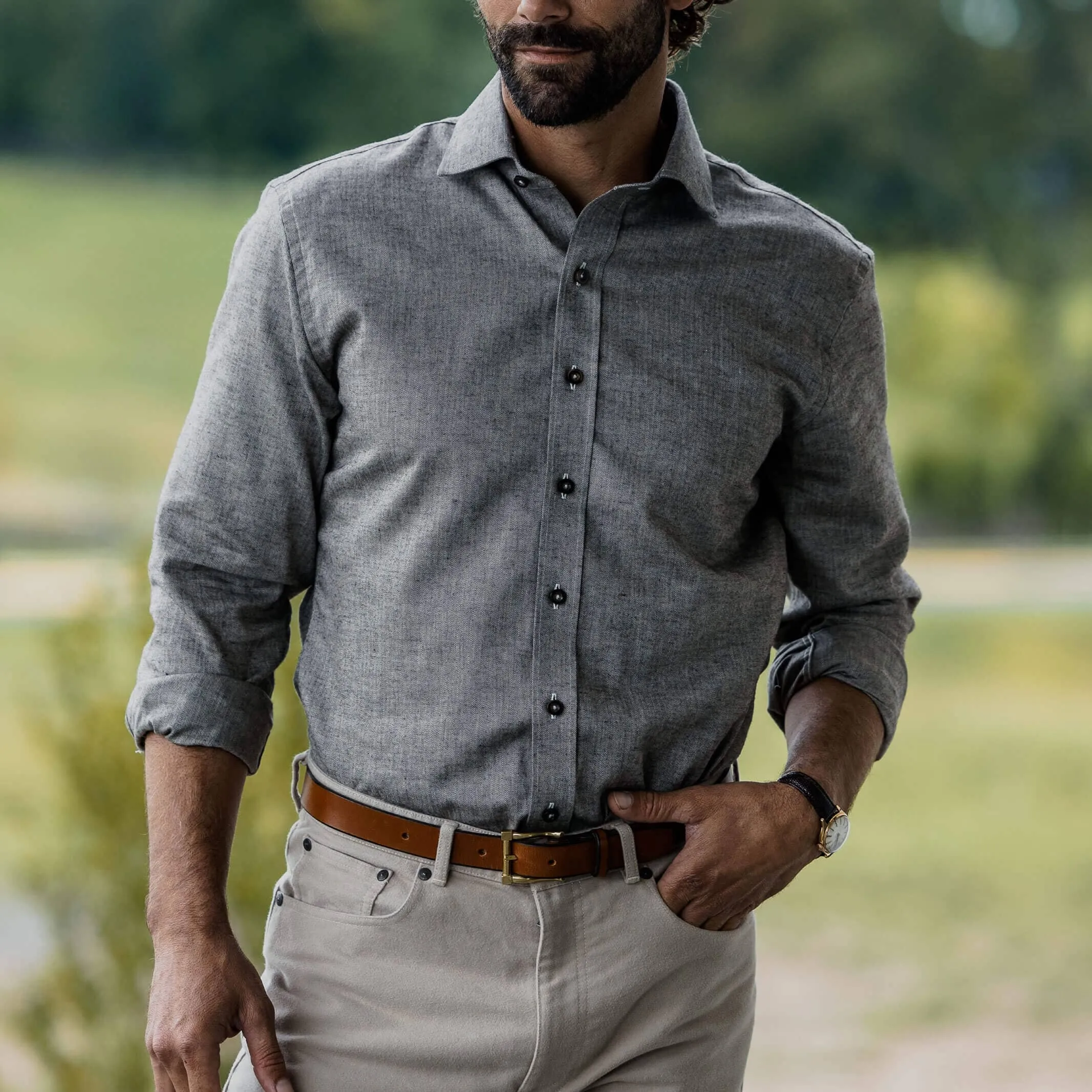 The Brown Andover Herringbone Custom Shirt