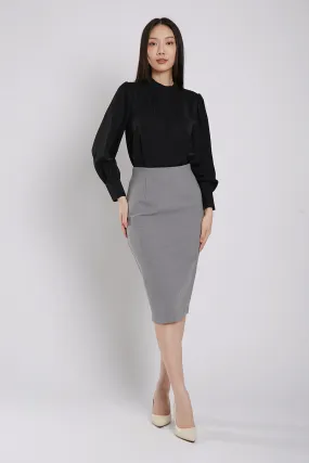 Thysha Ultra-Stretch Pencil Skirt in Grey