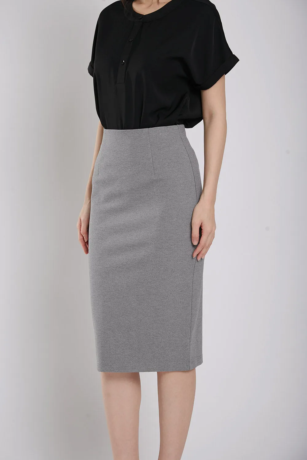 Thysha Ultra-Stretch Pencil Skirt in Grey