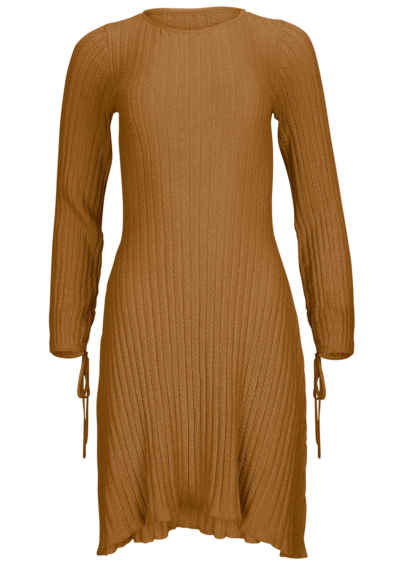 Tie Detail Mini Sweater Dress - Hazelnut