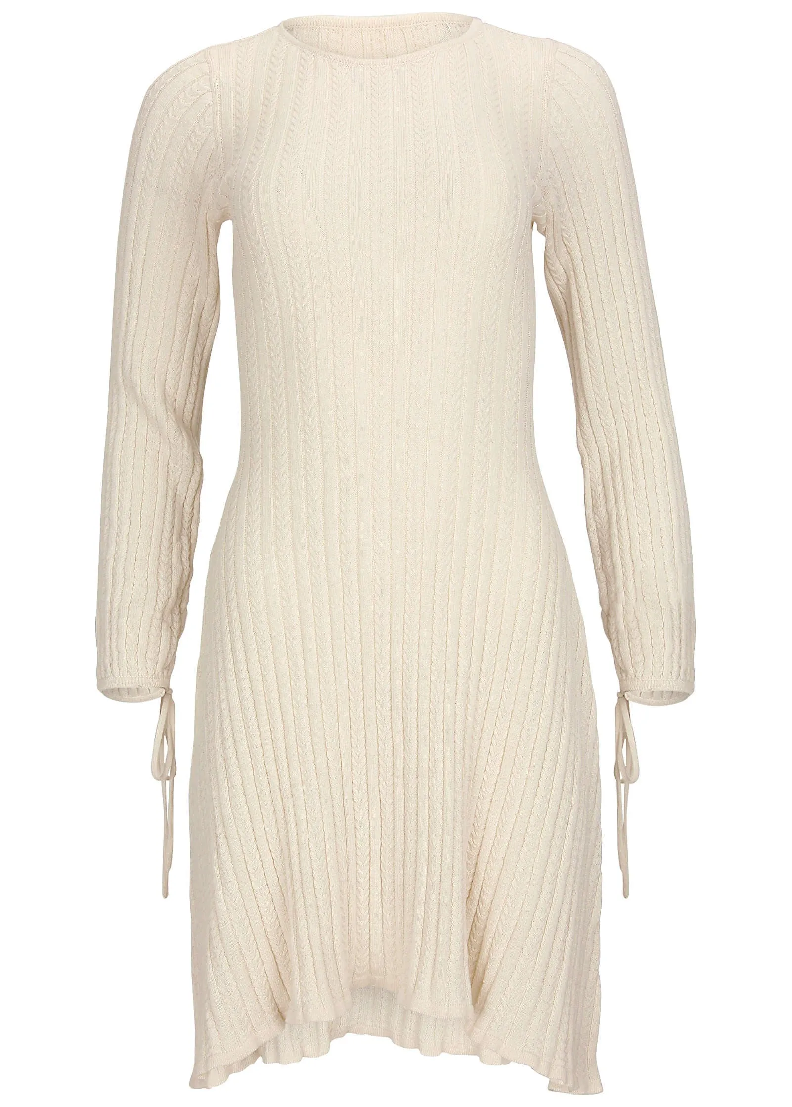 Tie Detail Mini Sweater Dress - Off White