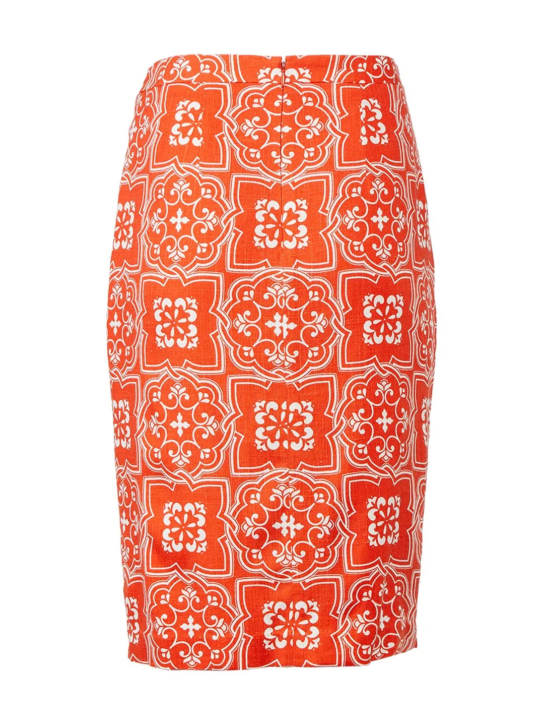 Tiled Sarong Pencil Skirt in Jupiter Orange