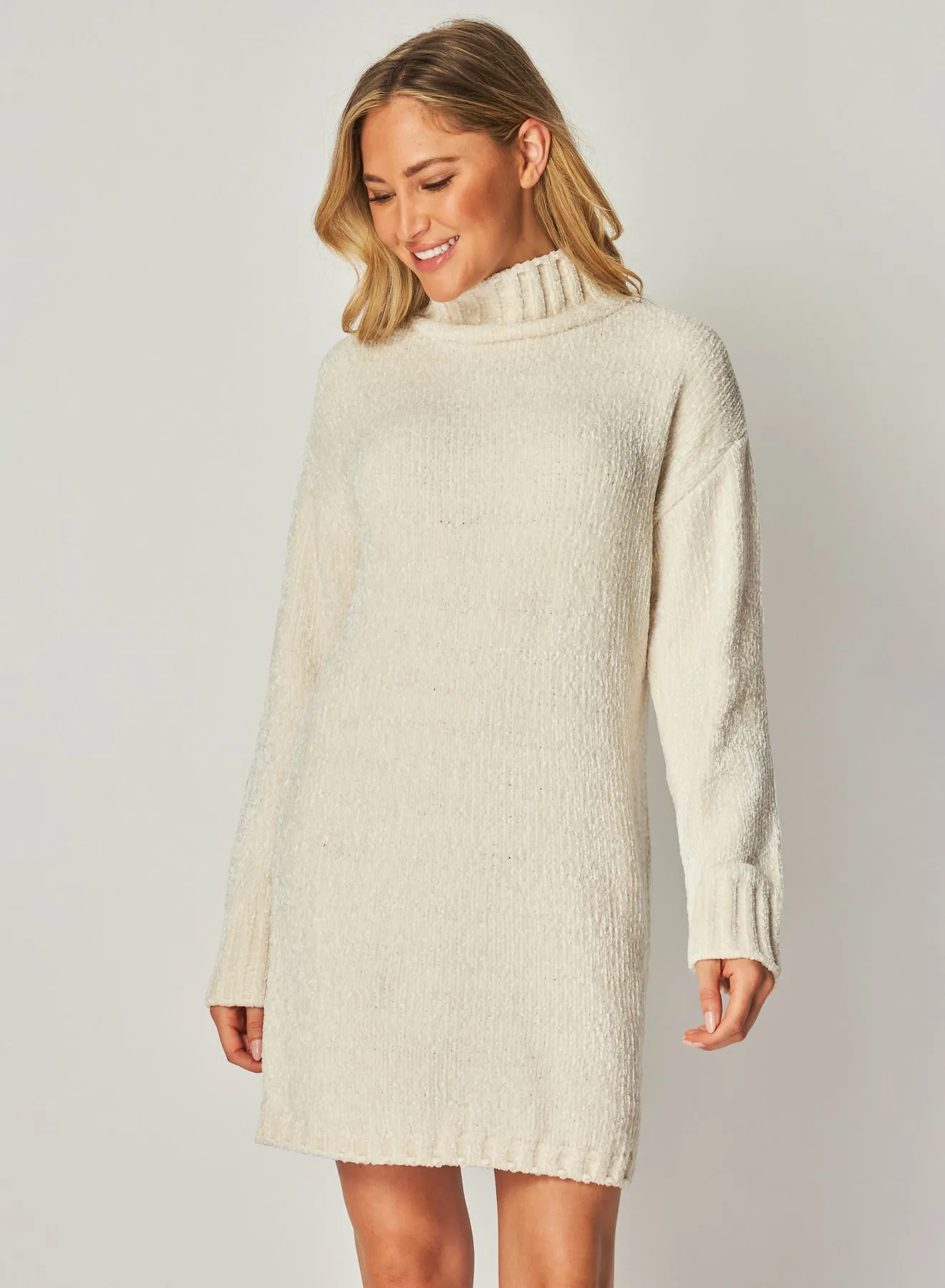 Turtle Neck Sweater Dress - Opal Ivory