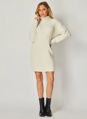 Turtle Neck Sweater Dress - Opal Ivory