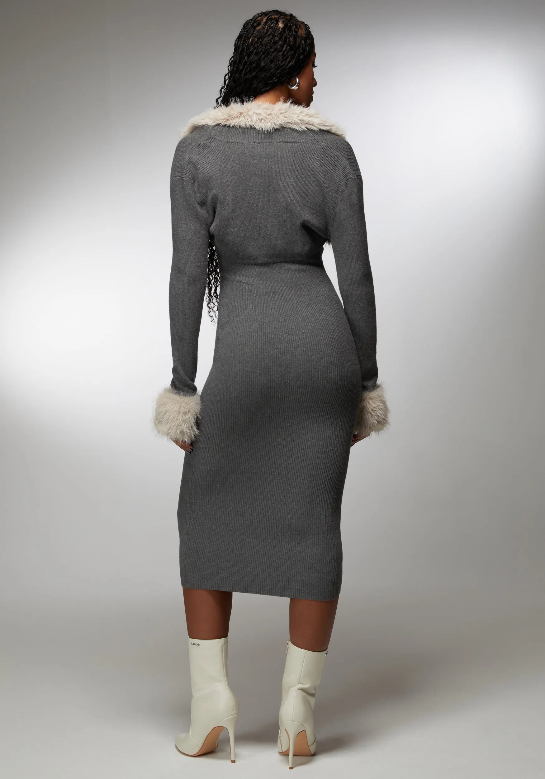 Two Piece Faux Fur Sweater Dress