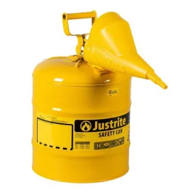 Type I Steel Safety Can, 5 Gal, S/S Flame Arrest, Self-Close Lid