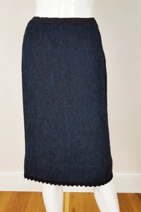 UNLABELLED Blue Wool and Metal Pencil Skirt (UK 08)