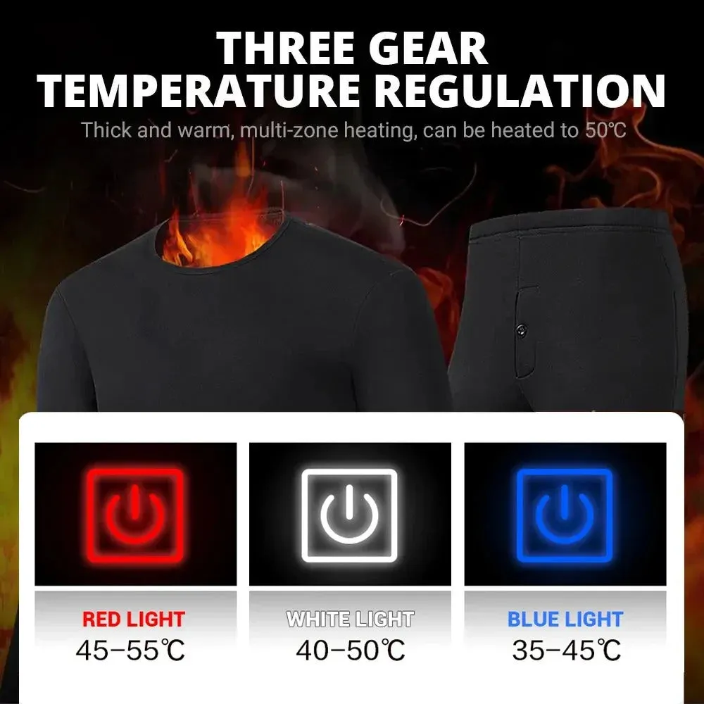 USB Heated Thermal Underwear Top - 3 Temperature Settings | Winter Warming Base Layer for Men & Women