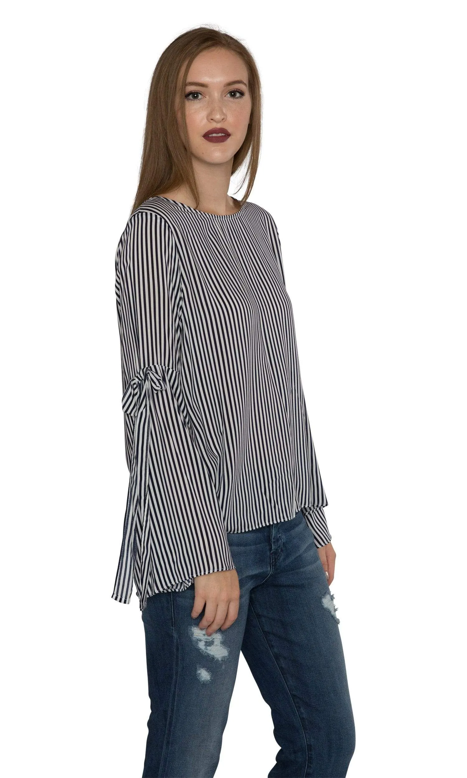 Velvet by Graham & Spencer Adia Vertical Stripe Bell Sleeve Top