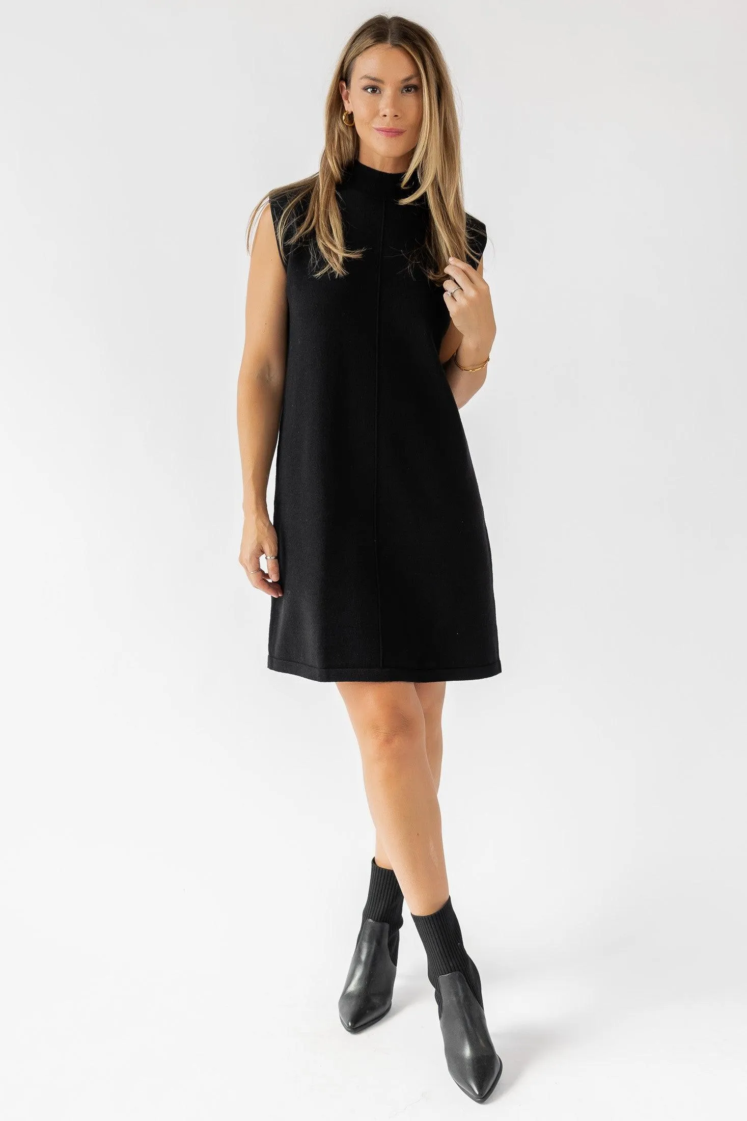 Verona Black Knit Mini Dress - Final Sale