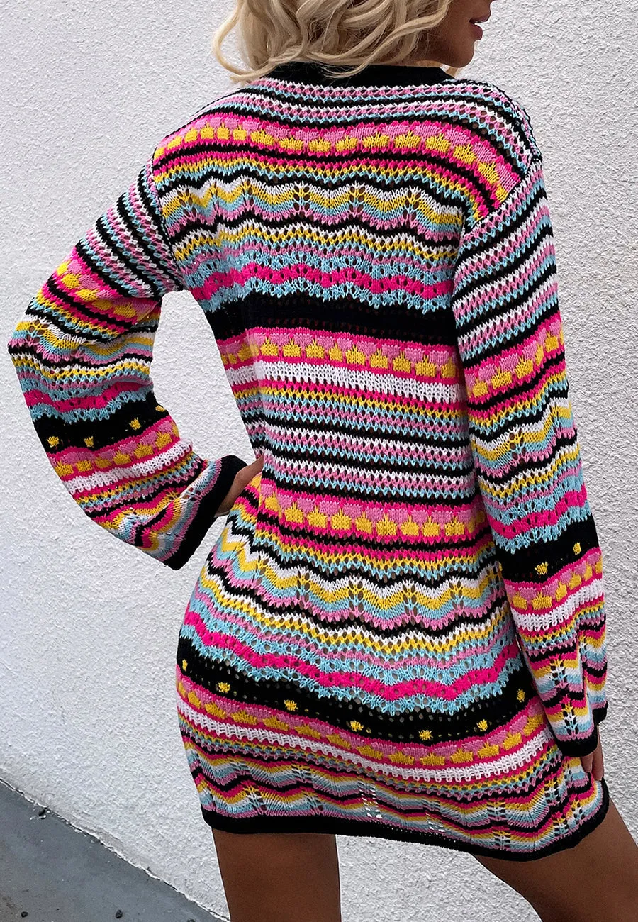 Vibrant Holiday Knit Sweater Dress