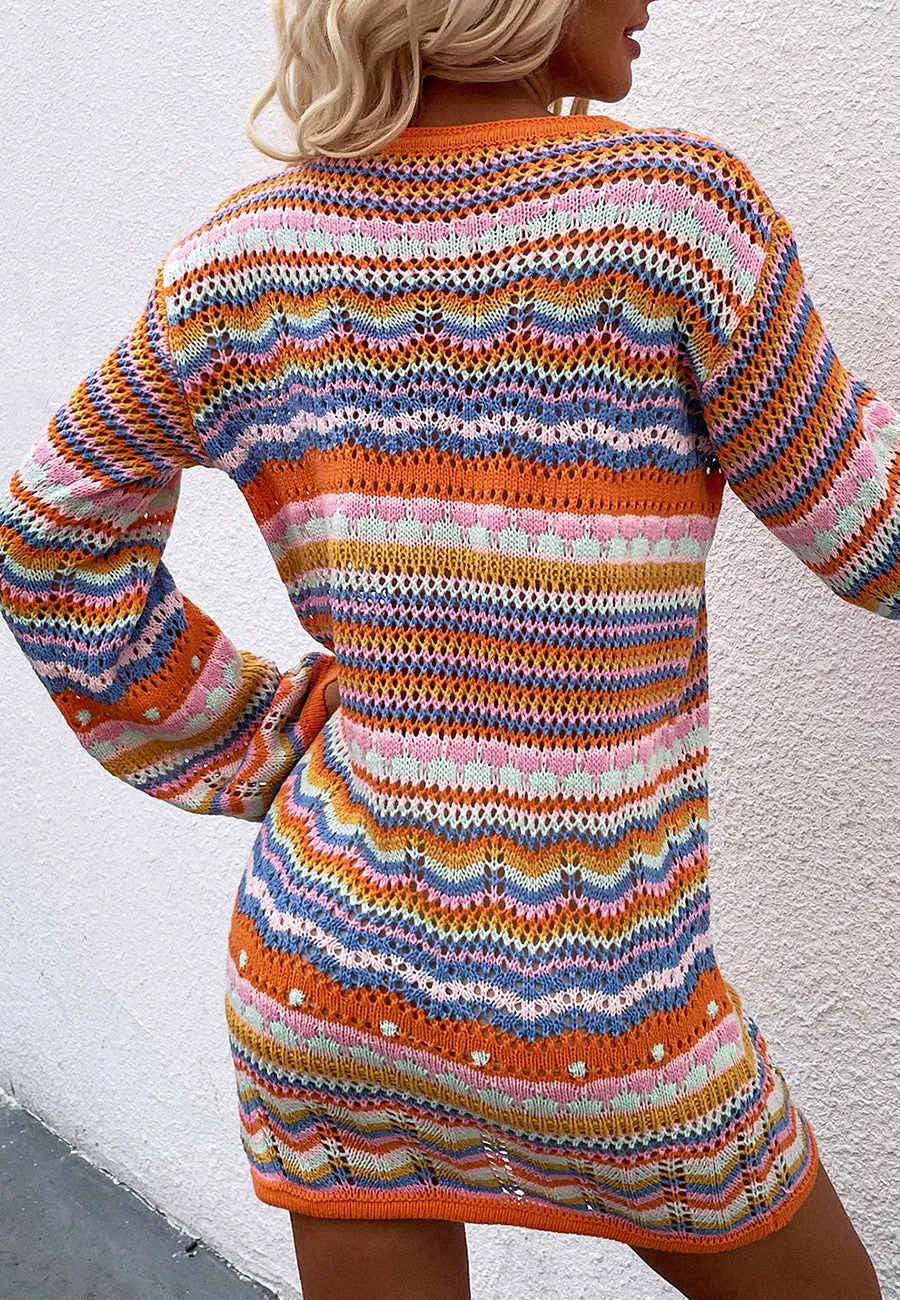 Vibrant Holiday Knit Sweater Dress