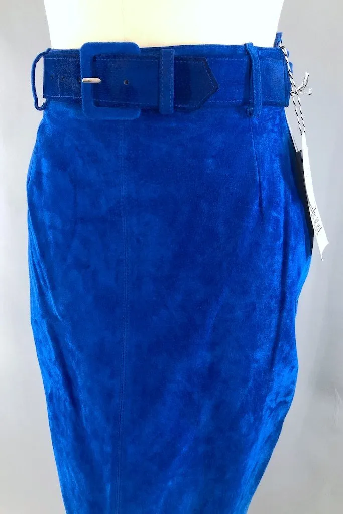 Vintage Electric Blue Suede Skirt