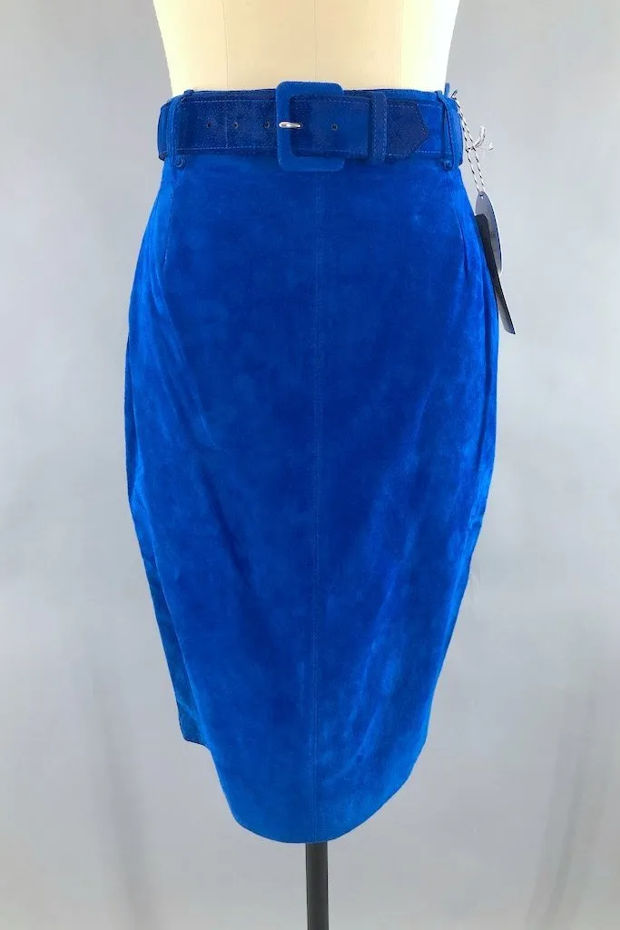 Vintage Electric Blue Suede Skirt