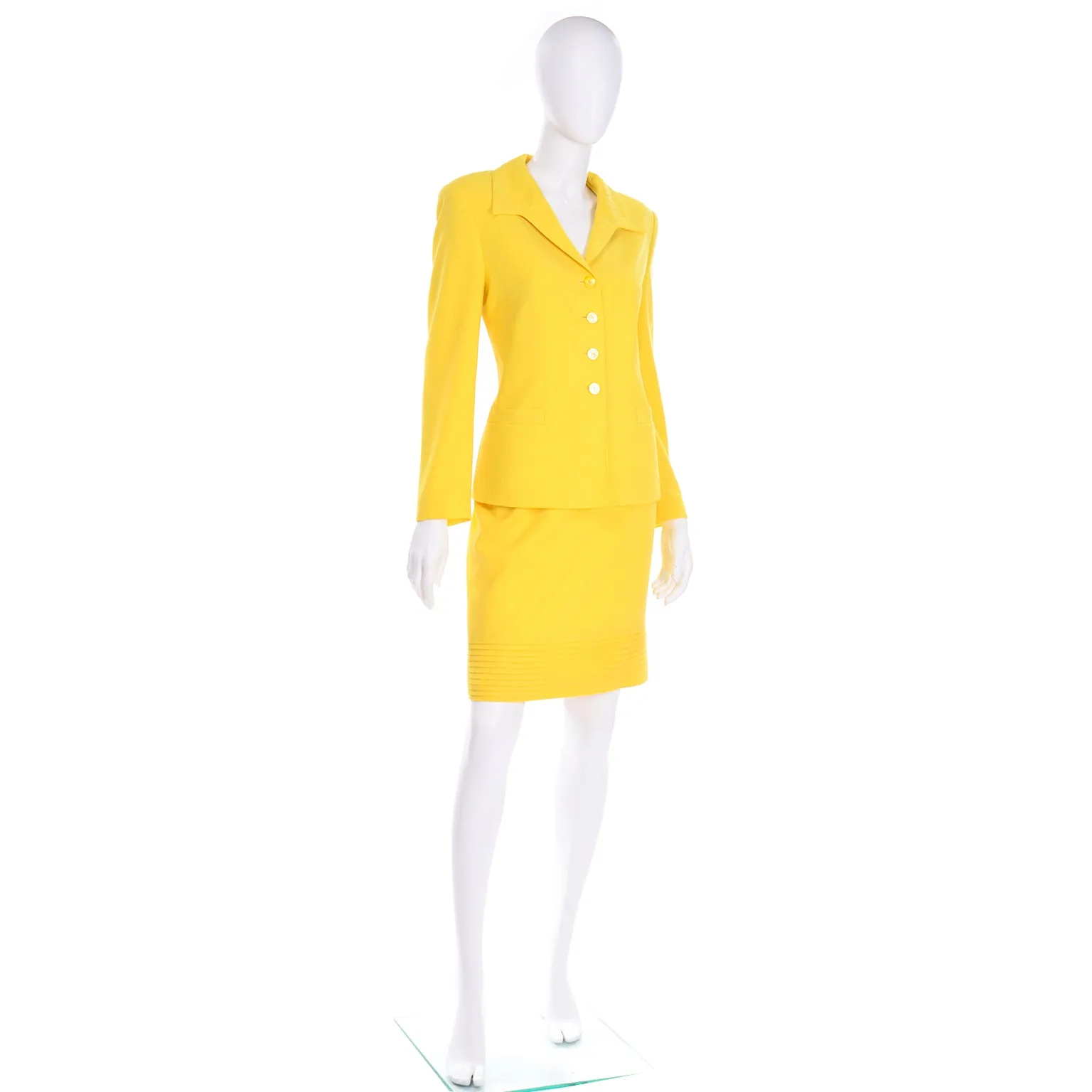 Vintage Escada Margaretha Ley Bright Yellow Skirt and Jacket Suit