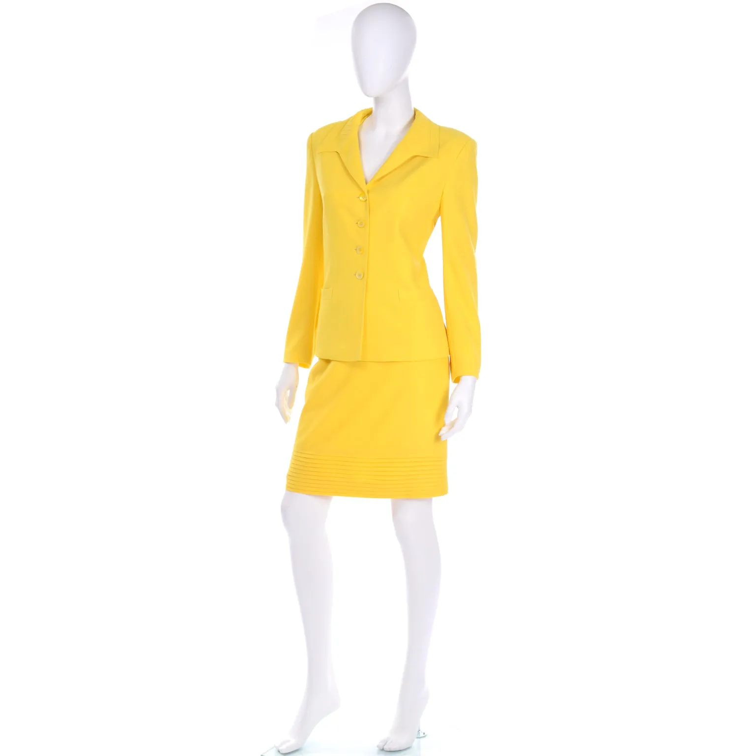 Vintage Escada Margaretha Ley Bright Yellow Skirt and Jacket Suit