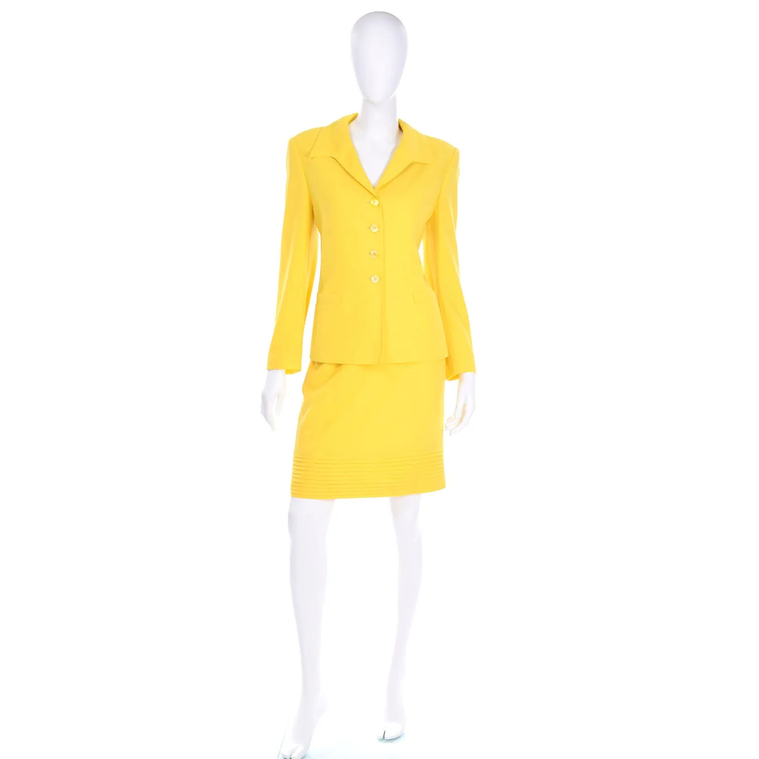 Vintage Escada Margaretha Ley Bright Yellow Skirt and Jacket Suit