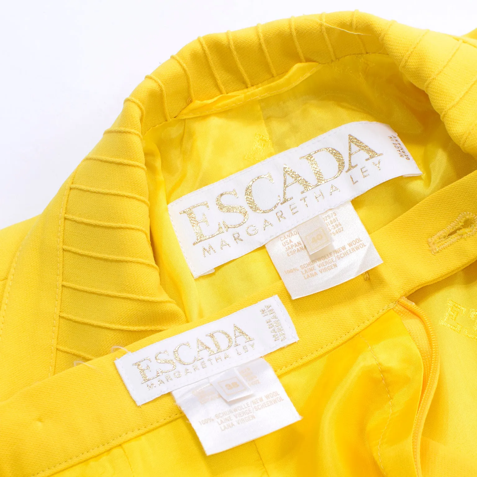 Vintage Escada Margaretha Ley Bright Yellow Skirt and Jacket Suit