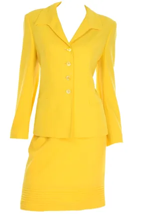 Vintage Escada Margaretha Ley Bright Yellow Skirt and Jacket Suit